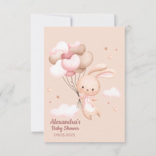 Pink Bunny Rabbit Baby Dusche Danke (Rückseite)