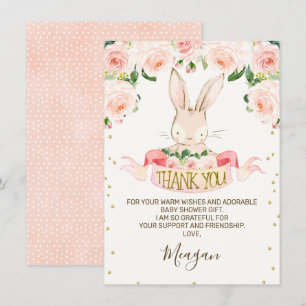 Pink Bunny Rabbit Baby Dusche Danke Karte