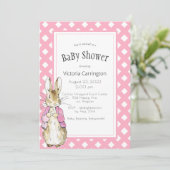 Pink Bunny Rabbit Babydusche Einladung (Stehend Vorderseite)