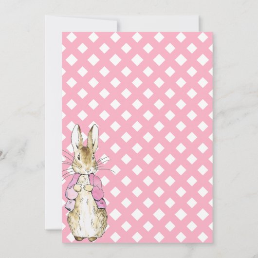 Pink Bunny Rabbit Babydusche Einladung (Rückseite)