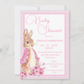Pink Bunny Rabbit Babydusche Einladung (Vorderseite)