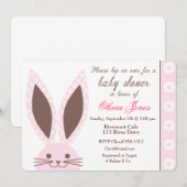 Pink Bunny Rabbit Babydusche Einladung Brauch (Vorne/Hinten)
