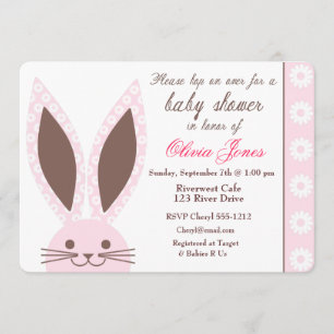 Pink Bunny Rabbit Babydusche Einladung Brauch