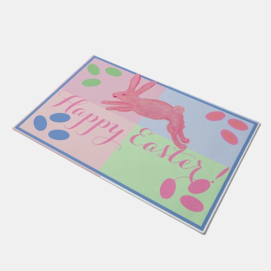 Pink Bunny Rabbit Egrug Doormat Fußmatte (Schrägansicht)