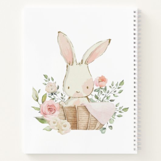 Pink Bunny Rabbit Extravagant Script Baby Notizblock (Rückseite)
