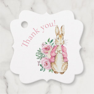 Pink Bunny Rabbit Floral Baby Dusche Geschenkanhänger
