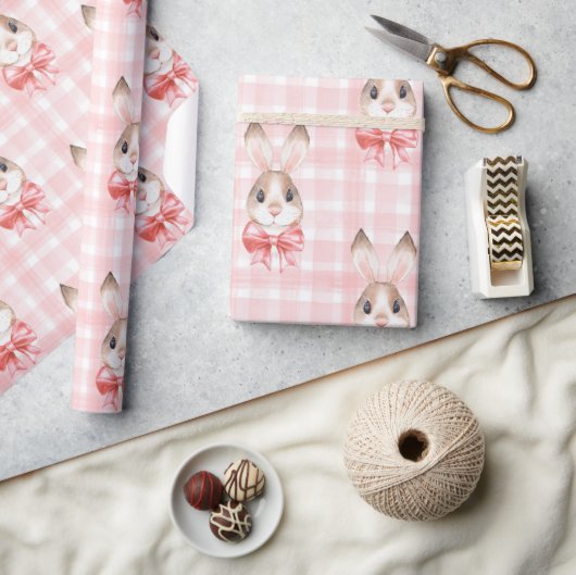 Pink Bunny Rabbit Geschenk Geschenkpapier (Kunsthandwerk)