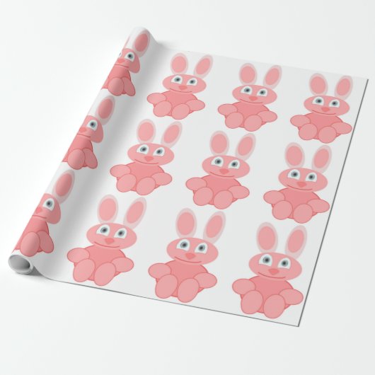 PINK BUNNY RABBIT GESCHENKPAPIER (Ungerollt)