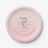 Pink Bunny Rabbit Herz Balloons Babydusche Pappteller (Vorderseite)