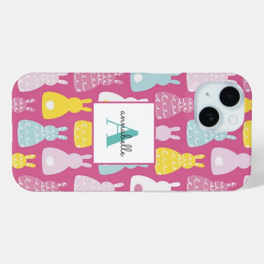 Pink Bunny Rabbit Muster Case-Mate iPhone Hülle (Rückseite (Horizontal))
