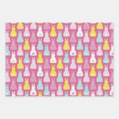 Pink Bunny Rabbit Muster Geschenkpapier Set (Vorderseite)
