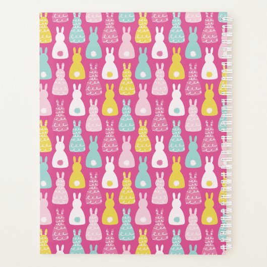 Pink Bunny Rabbit Muster Planer (Rückseite)