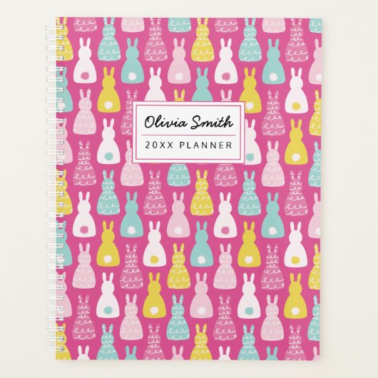 Pink Bunny Rabbit Muster Planer (Vorderseite)