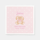 Pink Bunny Rabbit Niedlich Polka Dots Girl Babydus Serviette (Vorderseite)