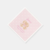 Pink Bunny Rabbit Niedlich Polka Dots Girl Babydus Serviette (Ecke)