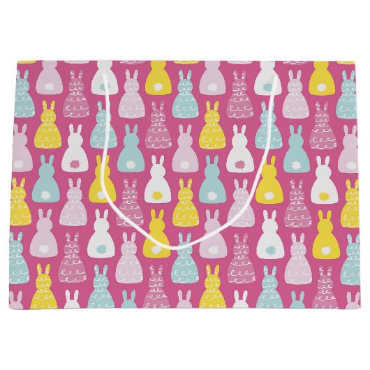 Pink Bunny Rabbit Ostergeburt Große Geschenktüte (Vorderseite)