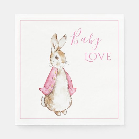 Pink Bunny Rabbit Pink Babydusche Serviette (Vorderseite)