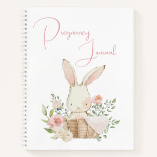 Pink Bunny Rabbit Script Pregnancy Journal Notizblock