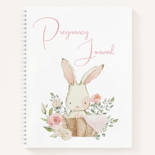 Pink Bunny Rabbit Script Pregnancy Journal Notizblock (Vorderseite)