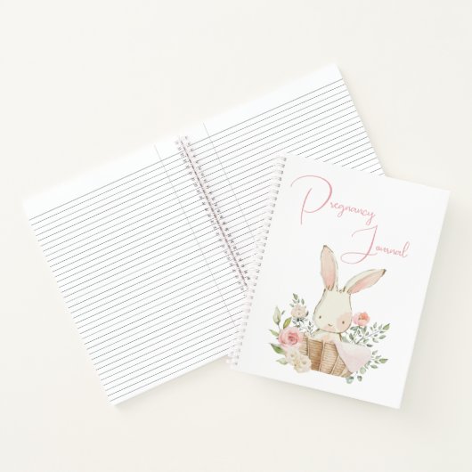 Pink Bunny Rabbit Script Pregnancy Journal Notizblock (Innenseite)