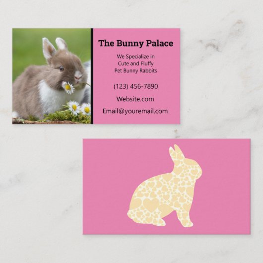 Pink Bunny Rabbit Züchter Visitenkarte (Vorne/Hinten)