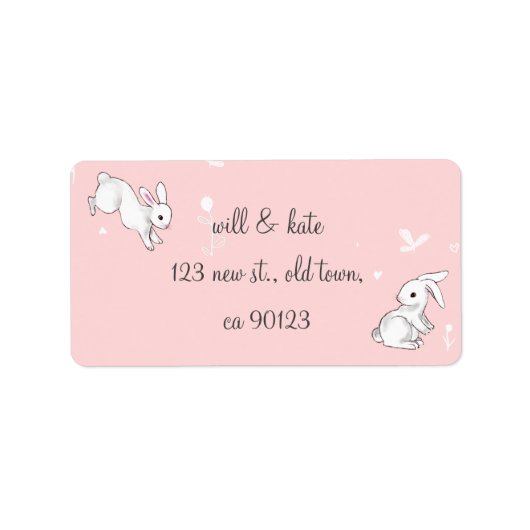Pink Bunny Rücksendeadressen-Aufklebers Adressaufkleber (Vorne)