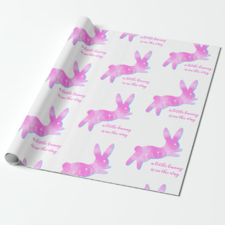 Pink Bunny Silhouette Cute Custom Girl Baby Shower Geschenkpapier
