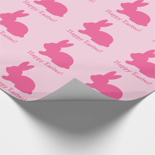 Pink Bunny Silhouette mit Text glücklich Ostern Geschenkpapier (Ecke)