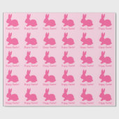 Pink Bunny Silhouette mit Text glücklich Ostern Geschenkpapier (Flach)