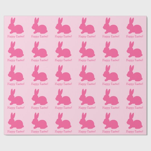 Pink Bunny Silhouette mit Text glücklich Ostern Geschenkpapier (Flach)