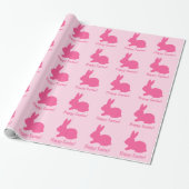 Pink Bunny Silhouette mit Text glücklich Ostern Geschenkpapier (Ungerollt)