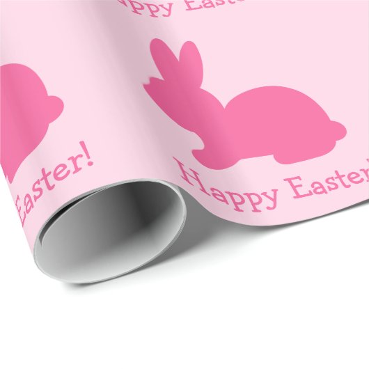 Pink Bunny Silhouette mit Text glücklich Ostern Geschenkpapier (Rolleneckpunkt)