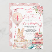 Pink Bunny Tea Party Birthday Let’s Par Tea Einladung (Vorne/Hinten)