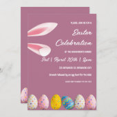 Pink Bunny und Eier Osterbrunch und Eierjagd Einladung (Vorne/Hinten)