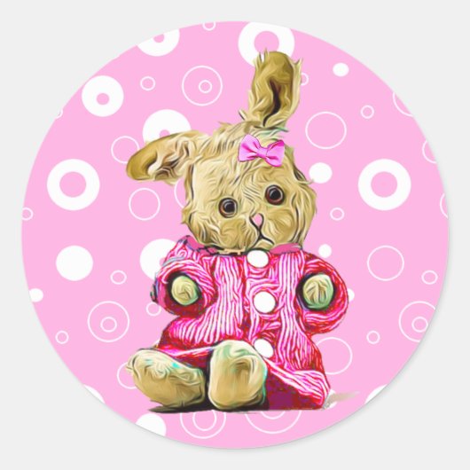 Pink Bunny und White Polka Dot Stickers (Vorderseite)