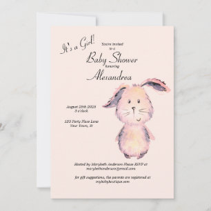Pink Bunny Watercolor Es ist eine Girl Baby Dusche Einladung