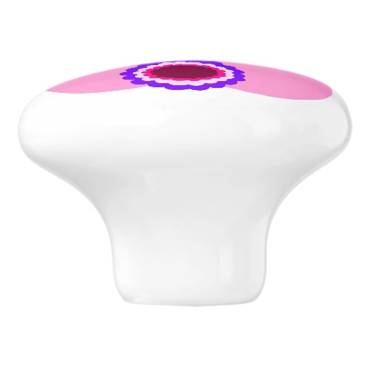 Pink Bunny White Keramik Pull Keramikknauf (Seitenansicht)