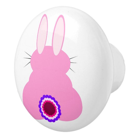 Pink Bunny White Keramik Pull Keramikknauf (Rechts)