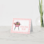 Pink Burger BBQ Baby Shower Dankeskarte (Vorderseite)