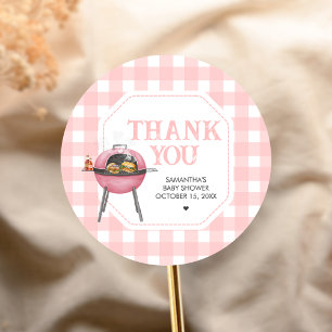 Pink Burger BBQ Baby Shower Runder Aufkleber