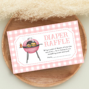 Pink Burger BBQ Baby Shower Windel-Raffle Begleitkarte