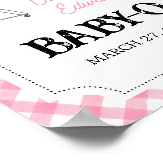 Pink Burger GRILLEN Baby Dusche Willkommen Poster (Ecke)