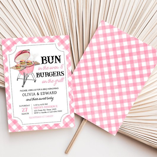 Pink Burger GRILLEN Babydusche Einladung
