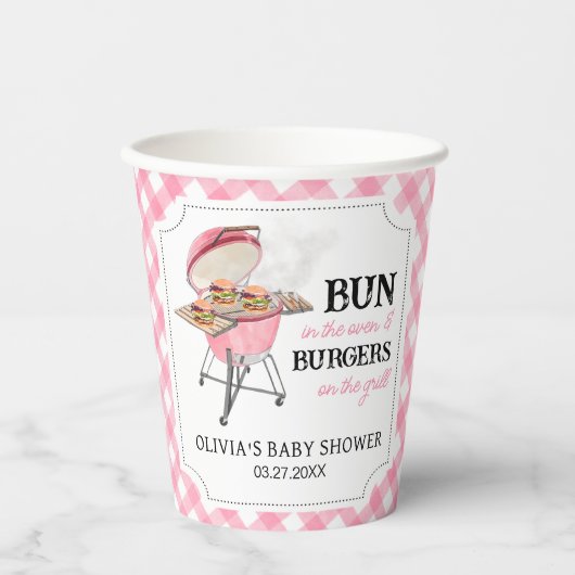 Pink Burger GRILLEN Babydusche Pappbecher (Vorderseite)