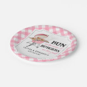 Pink Burger GRILLEN Babydusche Pappteller (Schrägansicht)