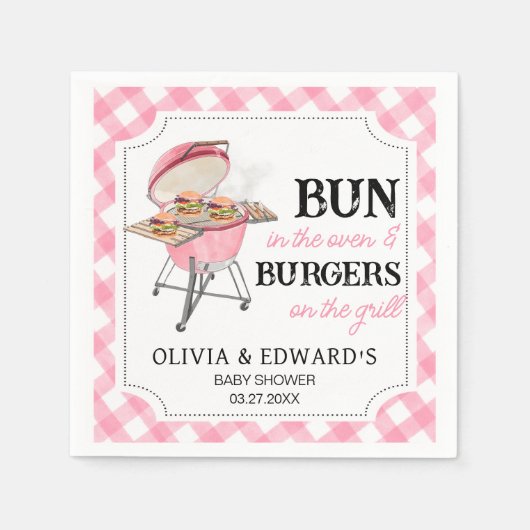 Pink Burger GRILLEN Babydusche Serviette (Vorderseite)