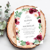 Pink & Burgund Bläserei 7 Hochzeit Einladung