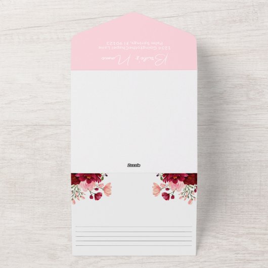 Pink Burgund Bläserndes Brautparty mit Rezept All In One Einladung (Außenbereich)