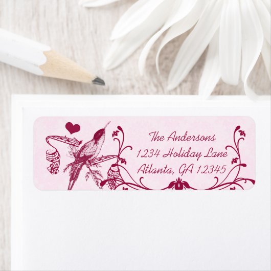 Pink & Burgund Damask Vintag Hummingbird (Insitu)