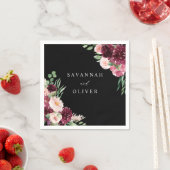 Pink & Burgund Floral 7 Name - Black Napkins Serviette (Beispiel)